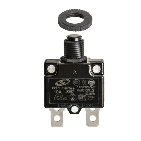 Baomain 10A Circuit Breaker, Thermal Overload Protector, S11 Series 125/250VAC/65VDC, Pack of 10, Black