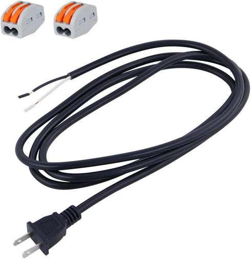 18AWG Replacement Power Cord, Round Cable 2 Prong Polarized Plug, 6 Foot Pigtail Black Cord