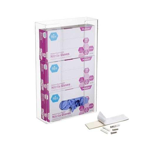 AdirMed VivaEssentials Triple Glove Box Holder, Wall Mount or Free Standing Clear