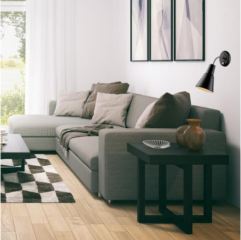 65312 Bulb Globe Electric Ramezay Gooseneck Sconce, Matte Black, Not Included