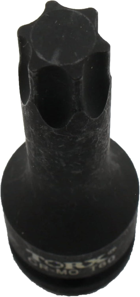 T60 3 Inch Long Torx Star 6 Point Black Impact Bit Socket Auto Repair Tool, 1/2 Inch Square Drive