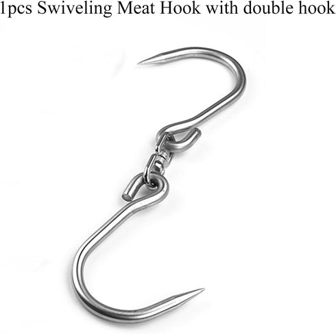SATONBEYI 1pcs 11.8 Inches 8mm Swiveling Meat Hooks for Hanging, Stainless Steel Butcher Hook Heavy Duty Meat