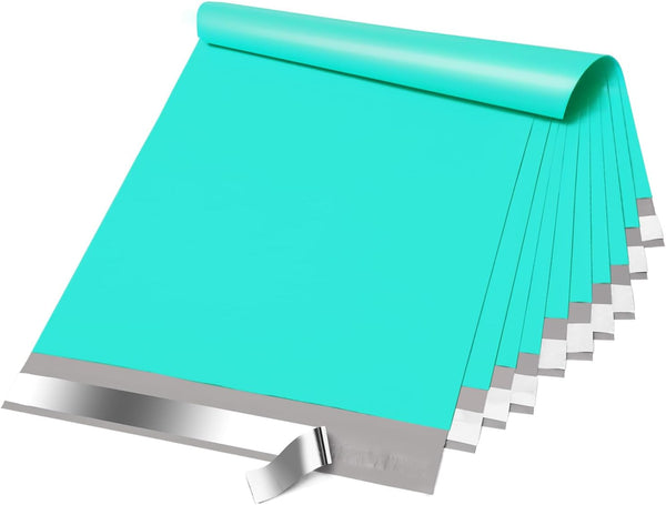 Fuxury Large Teal Poly Mailers 14.5x19'' 200Pc, Waterproof Shipping Bags for Clothing, Strong Adhesive