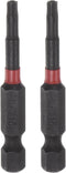 2pcs T15 Impact Rated Torx Bit, 1/4" Hex Shank, 2" Length Magnetic Security Star Screwdriver Power Tool
