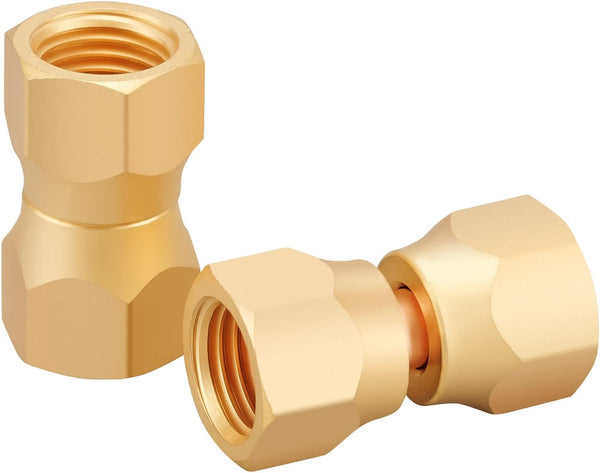 2 PCS Brass Female Flare Swivel Adapter, 1/4" Female Swivel Nut, Flare Tube Fitting, Valve Connector
