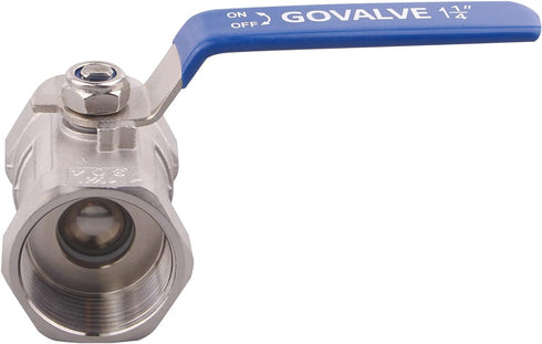 1PC Ball Valve Stainless Steel, 1 1/4" NPT Female Standard Port, 1-Piece Type for Water, Oil, and Gas