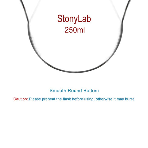 StonyLab Glass 250ml Heavy Wall 3 Neck Round Bottom Flask RBF with 24/40 Standard Taper Outer Joint