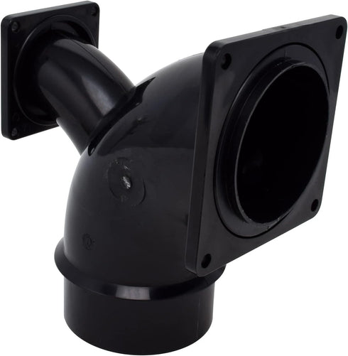 Valterra T1036-1 Flanged Valve Fitting - 3" Spigot x 3" Rotating Flange x 1-1/2" Rotating Flange, Black, 2-Way Ell