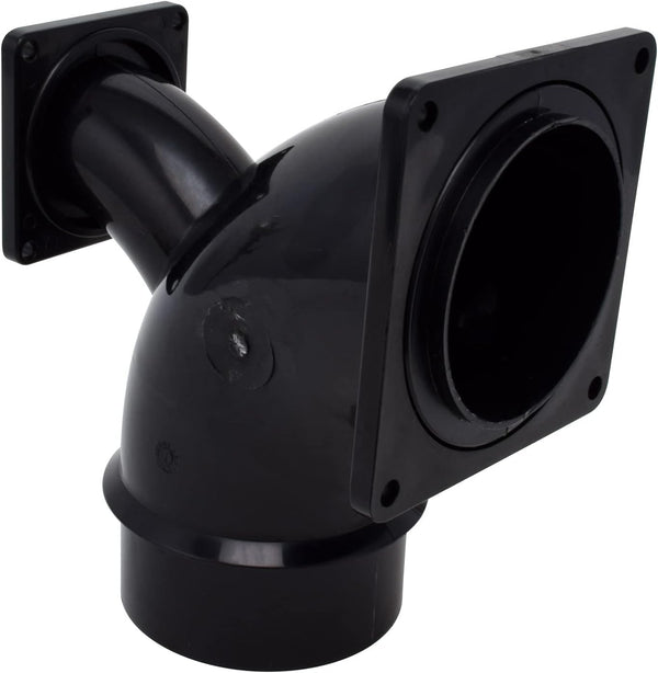 Valterra T1036-1 Flanged Valve Fitting - 3" Spigot x 3" Rotating Flange x 1-1/2" Rotating Flange, Black, 2-Way Ell