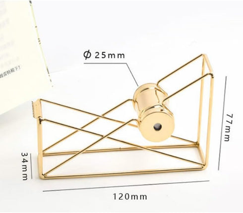 Tape Dispenser Desktop Metal Wire Holder Cutter Stand for Home Office School Stationery Gold