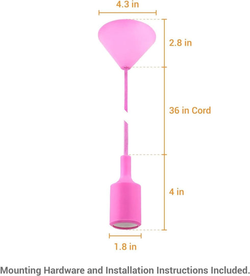36-Inch 40W E26 Closets 120V Diodesy- Pendant Light Holder Kit with Cord Max Medium Base Modern Hanging Ceiling Round
