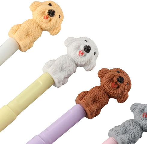 dohobby 24 Pieces Animal Pencil Erasers - 3D Cute Dog Cap Toppers for Party Favors