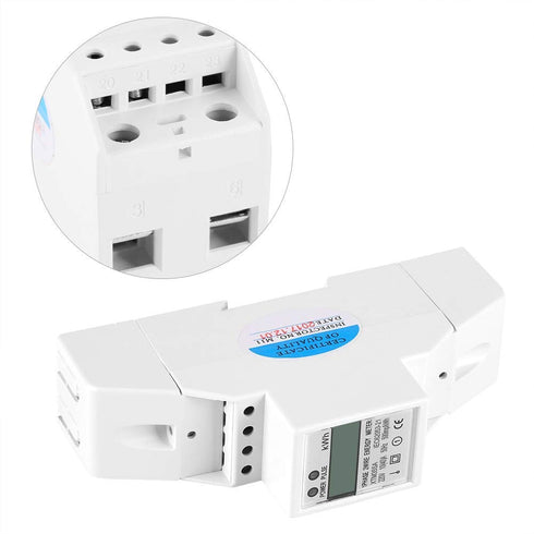 Single Phase Energy Meter, Digital LCD Electric Meter AC 10 to 40A, 120 / 230V Din Rail Watt Meter