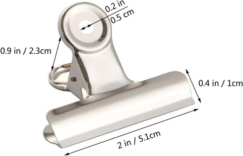 Coideal Silver Metal Hinge Clips - 20 Pack 2 Inch Large Bull Binder Paper Clips for Office, Kitchen Food Bags