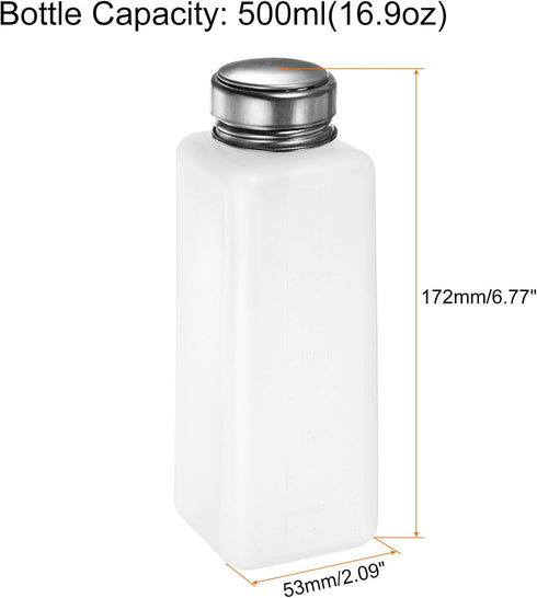 HARFINGTON Solvent Alcohol Dispensers 500ml, Push Down Liquid Dispenser Pump Bottle with Stainless Steel Lid
