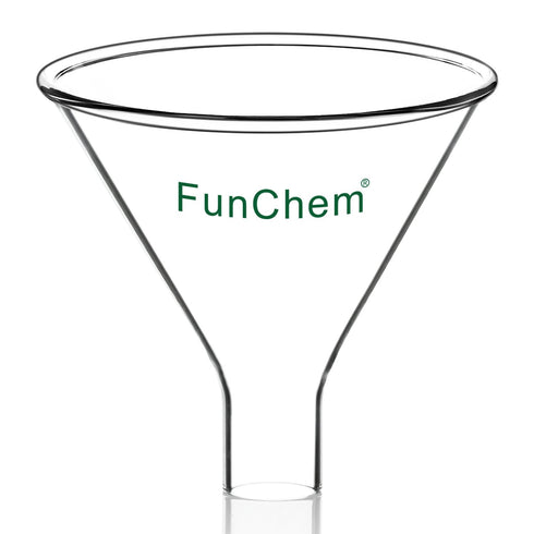 Glass Powder Funnel Short Stem Funnel Heavy Wall Borosilicate Glass 100 mm Top Diameter