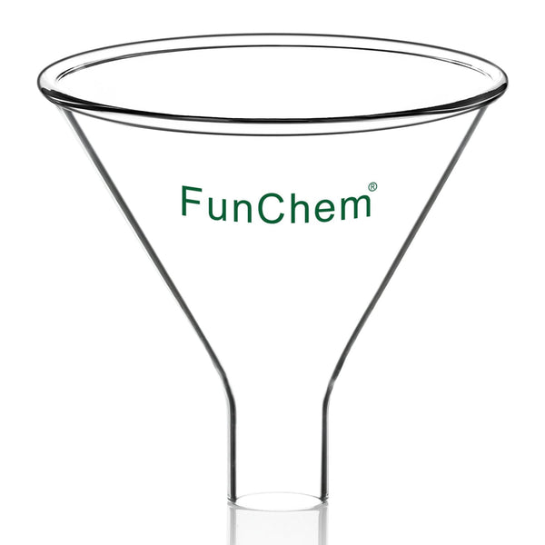 Glass Powder Funnel Short Stem Funnel Heavy Wall Borosilicate Glass 100 mm Top Diameter