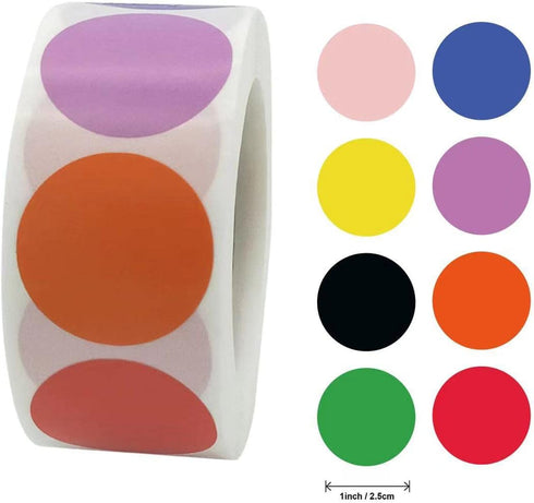 TuNan 4 2000pcs, 1 Inch Packaging Rolls Heart/Round/Paw Prints Stickers Self-Adhesive, Colorful Dogs Paw Circle Labels