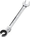 1PC 19mm Open Flex-Head Ratcheting Wrench - Metric Spanner with 73 Teeth, Chrome Vanadium Steel Tubing Ratchet