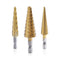 Aleric Step Drill Bit Set, Titanium Coated, High Speed Steel Cone Bits for Sheet Metal Hole Drilling, 3pcs