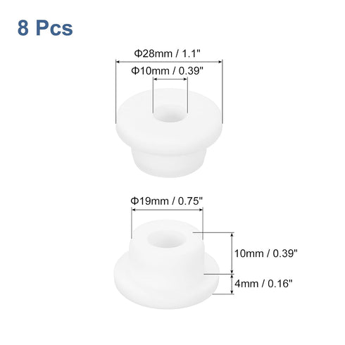 8Pcs Grommets 3/4"(19mm) 3/8"(10mm) Grommet uxcell Rubber Drill Hole, ID Hole Top Hat White Silicone Rubber Hole Plug