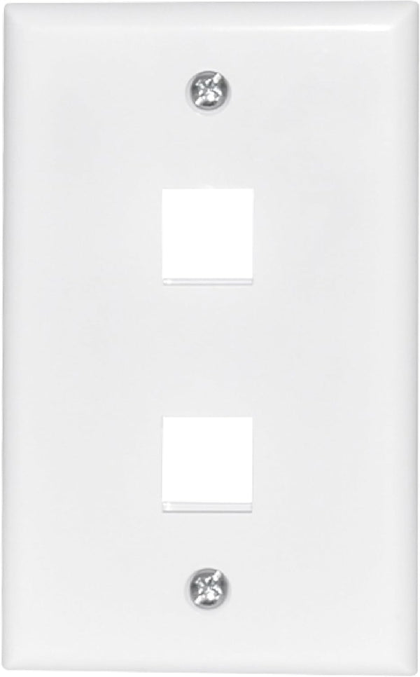 Newhouse Hardware 2-Port Keystone Jack Wall Plate White QP2-WH-01, Ethernet Outlet Cover