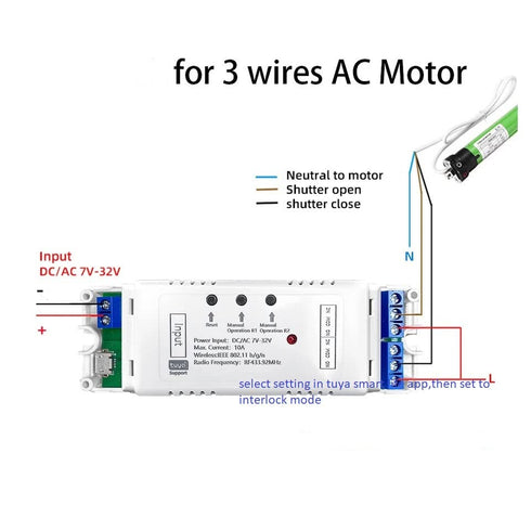 2CH WiFi RF Wireless Switch Relay, Compatible with Alexa Google Home, Inching Self-Locking Interlock Mode (Smart Life