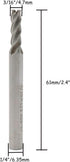 End Mill 3/16" Cutting Dia, 1/4" Shank Dia, 4 Flute Drill Bit - 5pcs