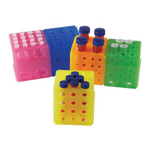 Heathrow Scientific HS29050A CubeTube Rack, 5 Units Interlocking, Assorted Colors, Pack of 5