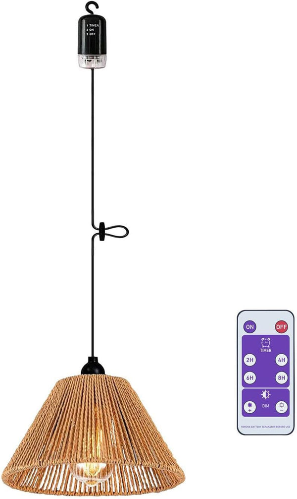 EcoGehen Battery Operated Pendant Light Outdoor Chandelier for Gazebo Hanging Lamp with LED
