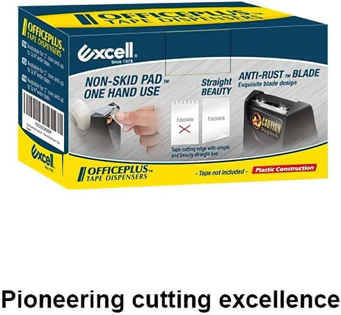 Excell EX-116BK OfficePlus Tape Dispenser, Black for 1 Inch Core 3/4" Wide Clear Tape Rolls
