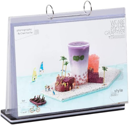 Rikyo Acrylic Sign Holder,Table Card Multi-Page Flip Display 6 Pages-12 Sides,T Shape Double-Sided