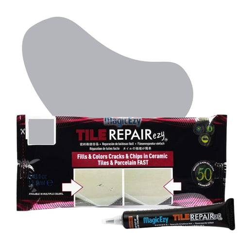 MagicEzy Tile RepairEzy Touch Up Paint Filler - Light Gray for Bathroom Tiles, Furniture, Walls, Counter Tops, Glossy