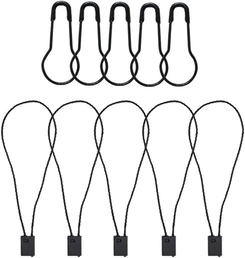 500 Pcs 7 Inch Hang Tag Fasteners with Black Nylon Strings & 500 Pcs Black Metal Ground Safety Pins