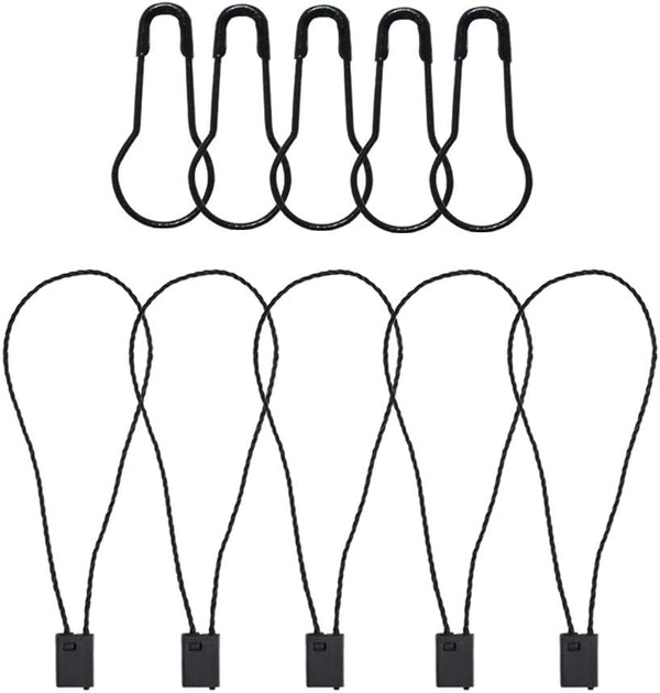 500 Pcs 7 Inch Hang Tag Fasteners with Black Nylon Strings & 500 Pcs Black Metal Ground Safety Pins
