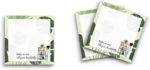 Sticky Notes 12 Pack, 3"x3", 50 Sheets/Pad, Water Me and I"ll Grow Beautifully Plants, Cute Memo Note Pads