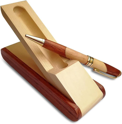 Luxury Wooden Ballpoint Pen Gift Set with Business Case Display, Nice Writing Pen with Gel Ink Refills