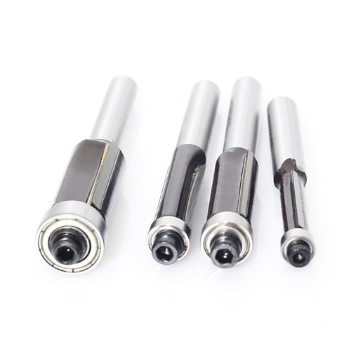 4pcs 1/4 Inch C3 Trimming 1/4, 5/16, 3/8, 1/2 Flush Trim Router Bit Shank, Top Bearing Template Router Bit, Updated