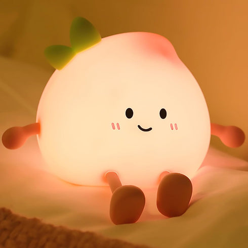 Night Light for Kids, Cute Peach Soft Silicone Nursery Light with 7