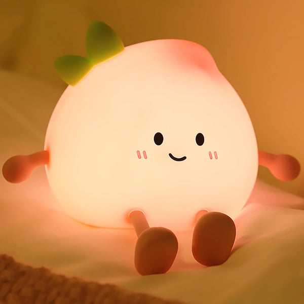 Night Light for Kids, Cute Peach Soft Silicone Nursery Light with 7
