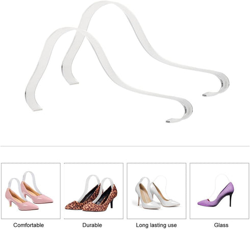 6pcs FOMIYES Acrylic Elastic Sandals Support Rack Shoe Display Stand Holder for Womens High Heels, Adjustable Shoe
