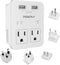 Travel Essentials European Plug Adapter - International Power Plug with 2 USB Ports & 2 US Outlets for Europe, UK