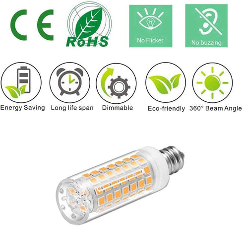 E12 Bulb Dimmable 7W 60W Bulb, 3000K T6 C7 E12 Bulb 60 AC120V Kx-2000 Bulbrite (6 Pack) LED Equivalent to Halogen Warm
