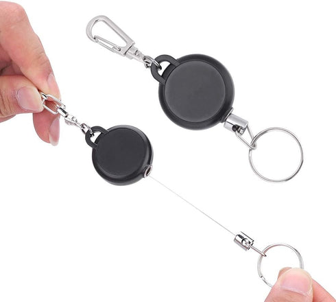 Retractable Keychains Badge Reel Holder, Stainless Steel Keyring with 60cm Steel Wire Rope