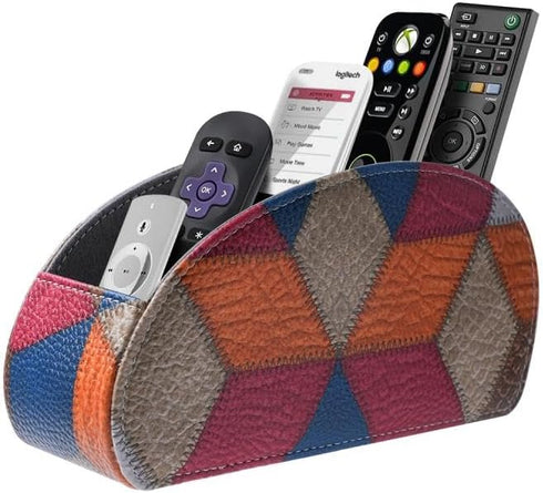 Remote Control Holder with 5 Compartments, PU Leather Remote Holder Compatible with