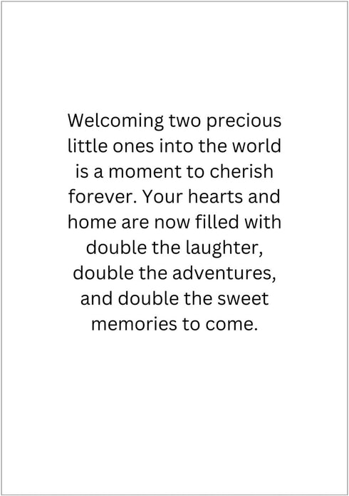 Generic Congratulations On The Birth of Your Boy Twins Greeting Card - Your Hearts and Home Are Now Filled With Double