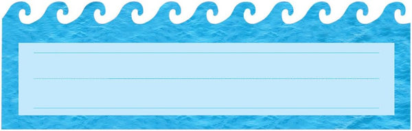 Hygloss Products Die-Cut Name Plate, Ocean Waves, 9.5 x 3 inches, Medium, Blue, 30 Count - Great Teaching Tool