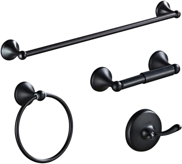 Balacoo 1Set Black Towel Rack Accessory Stainless Steel Wall Mount Towel Ring