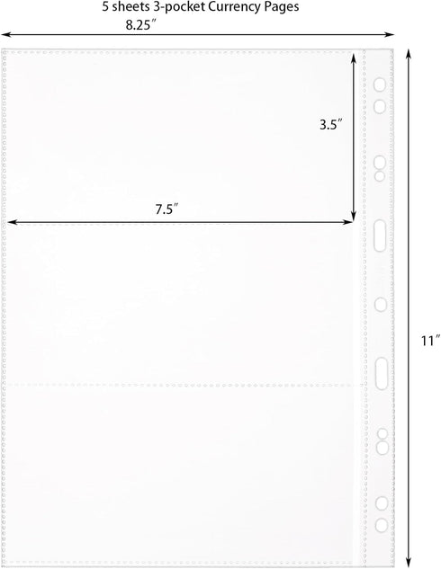 Jucoan 25 Sheet Coin Collection Pages, Total 535 Pockets, Standard 9 Holes Coin Binder Insert Sleeves for Coin Album