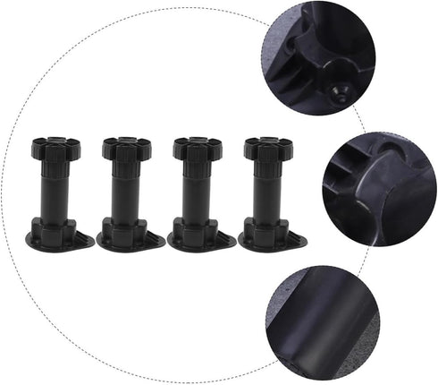 4pcs 100-120mm, Lurrose Adjustable Black Plastic Sofa Legs with Clip Thickened Cabinet Feet for Tv Stand and Furniture